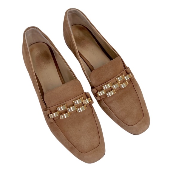 Veronica Beard Alire Chain Loafer Chic Tan Beige‎ Gold Flats 8 - Picture 2 of 12